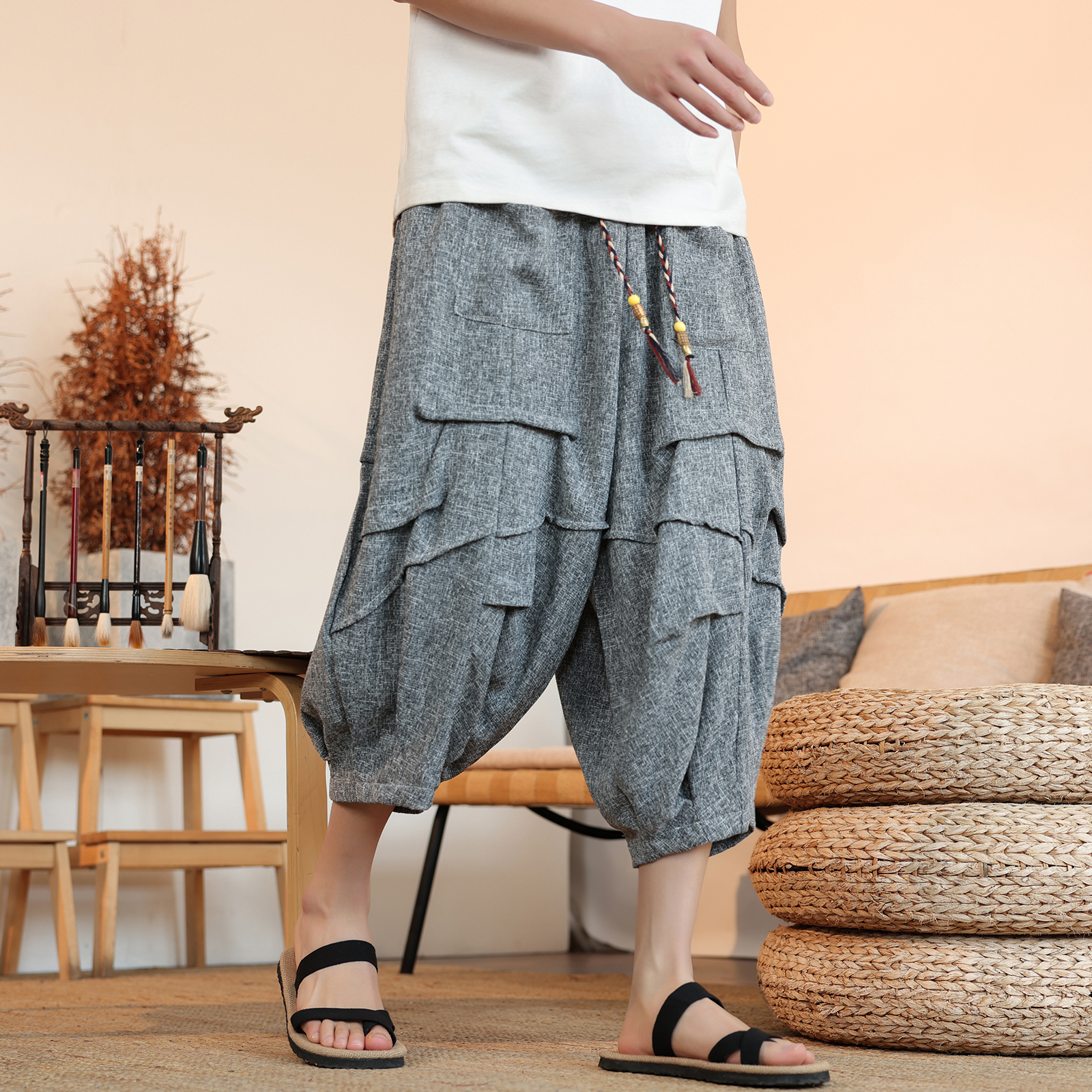 Kimono Yukata Cotton - Summer Lantern Pants Men Japan Style