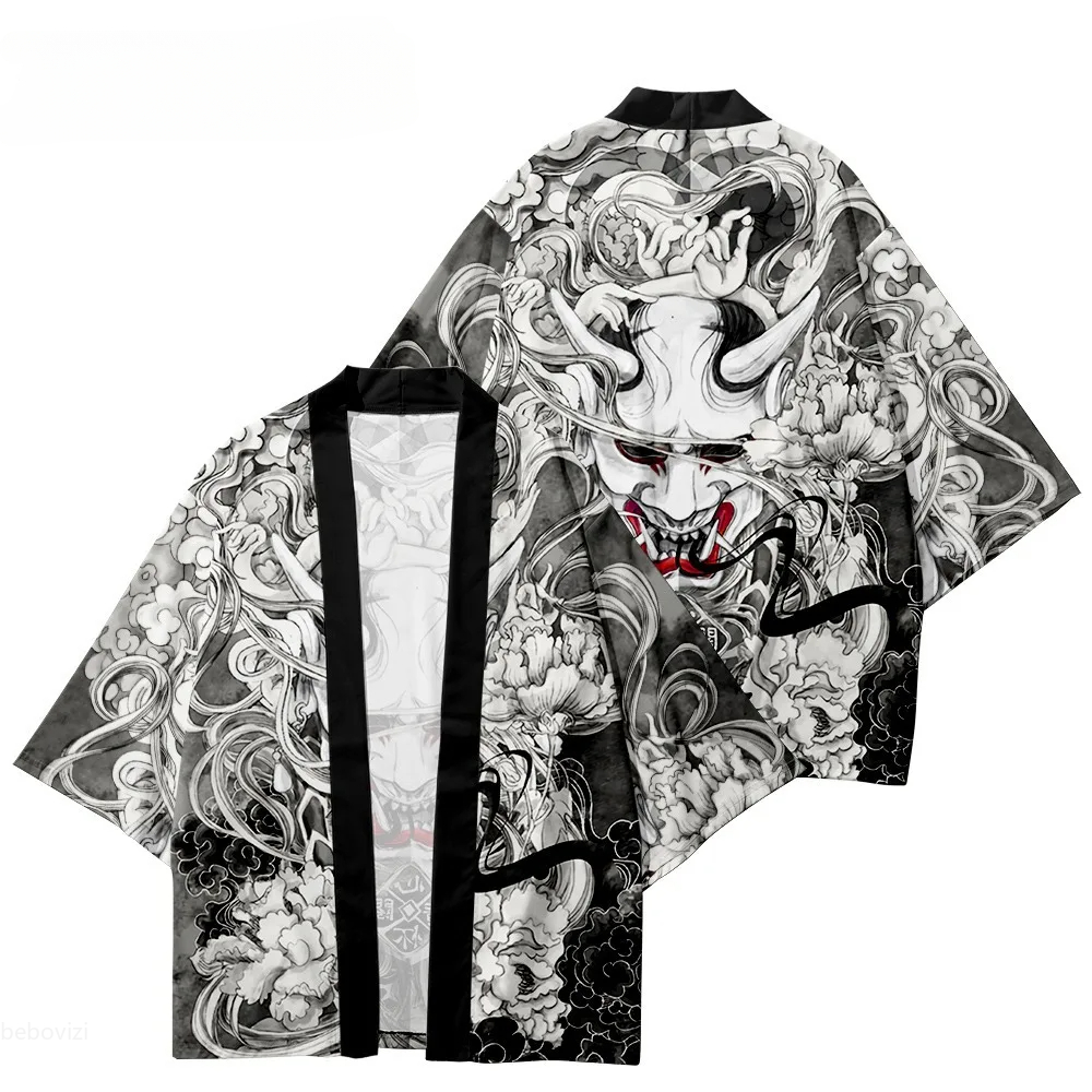 Japanese Demon Samurai Print K - Kimono Yukata Cotton のレビューと価格