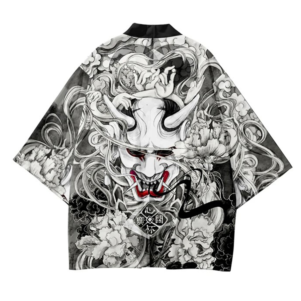 Japanese Demon Samurai Print K - Kimono Yukata Cotton のレビューと価格