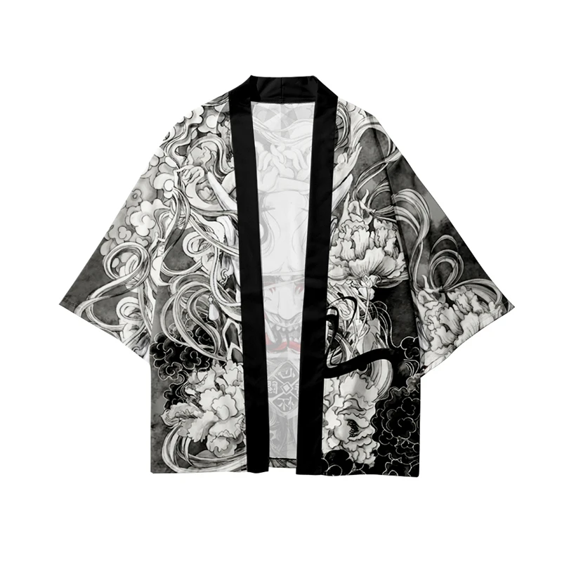 Japanese Demon Samurai Print K - Kimono Yukata Cotton のレビューと価格