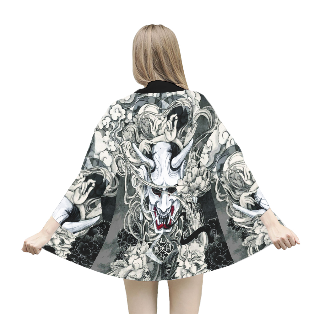 Japanese Demon Samurai Print K - Kimono Yukata Cotton のレビューと価格