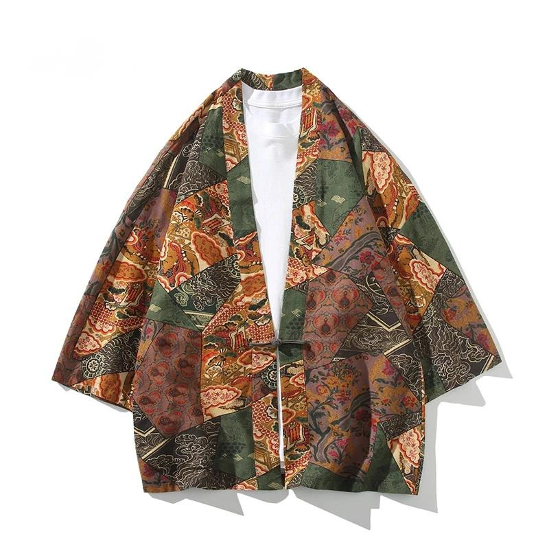 Ethnic Style Print Yukata Men  - Kimono Yukata Cotton のレビューと価格